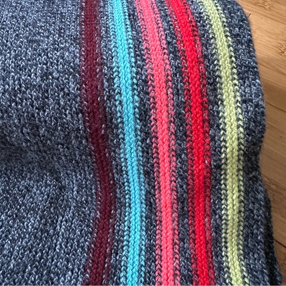 Vintage AGNES B Paris Wool Angora Striped Gray SCARF Knit UNISEX 66 in Scotland - Picture 7 of 8